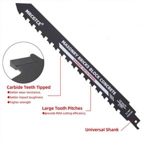 img 3 attached to 10-Inch Masonry Reciprocating Saw Blade, 2 TPI Tungsten Carbide Teeth Tipped Brick Cutting Recip Saw Blade, Demolition Saw Blade For Cutting Red Brick, Light Brick, Fiber Cement, Aerated Concrete, Porous Concrete, Cinder Block