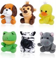 6-piece safari plush stuffed animals with keychain - perfect for animal themed parties, xmas gifts & more! logo