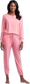 img 4 attached to Luxurious Softies Hannah LS Henley Ankle PJ Set - Perfect For Relaxation!