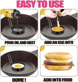 img 4 attached to Stainless Steel Egg Rings, Non-Stick Pancake Molds (Set Of 4) - Perfect Egg Cooker For Egg McMuffins, Frying Eggs & More - Food-Grade, BPA-Free Kitchen Tools