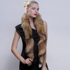 img 1 attached to Women'S Genuine Fox Fur Boa Scarf By URSFUR - Enhance Your Look With Luxurious Style