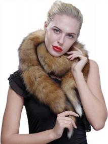 img 4 attached to Women'S Genuine Fox Fur Boa Scarf By URSFUR - Enhance Your Look With Luxurious Style
