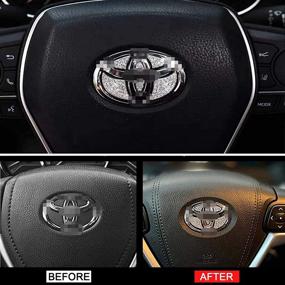 img 3 attached to 🚘 Dazzle Your Ride: AEEIX Bling Steering Wheel Logo Caps for Toyota - Sparkling Crystal Emblem Accessories for Women's Interior Decorations in Camry, Corolla, Rav4 & More!