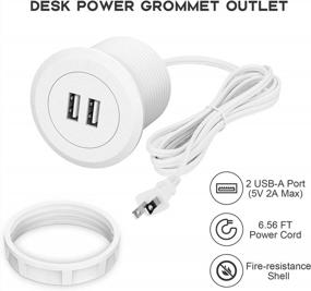 img 3 attached to 💻 Convenient USB Hub Power Grommet: Enhance Your Desk's Connectivity with 2 USB Ports and a 6.56 FT Extension Cord