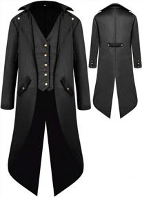 img 4 attached to Средневековый фрак для мальчиков, куртка, костюмы на Хэллоуин, готический стимпанк, винтажное викторианское платье с высоким воротником, униформа, пальто