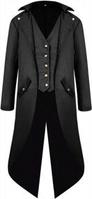 img 3 attached to Средневековый фрак для мальчиков, куртка, костюмы на Хэллоуин, готический стимпанк, винтажное викторианское платье с высоким воротником, униформа, пальто