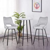 барный стул с высотой стойки, вращающийся на 360 ° барный стул с мягкой тканью, набор из 2 стульев с удобной спинкой, подлокотником, подставкой для ног, высотой сиденья 26 дюймов, обеденными стульями для паба, кофе, домашней кухни (светло-серый) логотип