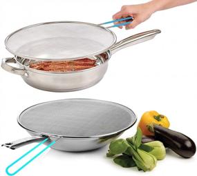 img 3 attached to Antallcky 3 Pack Grease Splatter Screen Set With Silicone Handle - Frying Pan Splatter Guard Shield - No Mess, No Burns - Ultra-Fine Mesh Lids - Stainless Steel Material - 9.8, 11.5, 13 Inches Sizes