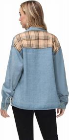 img 1 attached to Vintage Trucker Shacket Jacket: KANCY KOLE Jean Plaid Denim Button Down