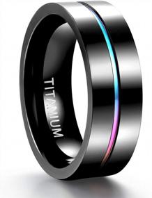img 3 attached to Насладитесь ослепительной свадьбой с титановыми кольцами TIGRADE Rainbow в трех размерах!
