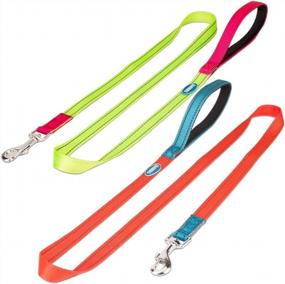 img 4 attached to ThinkPet Nylon Dog Leash 2 Pack With Soft Padded Handle, 5Ft Reflective Lightweight Leash For Puppy Small Medium Dogs And Cats (Yellow Orange)