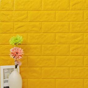 img 2 attached to Водонепроницаемый 3D стикер кирпичной стены - самоклеящиеся полиэтиленовые обои для гостиной, спальни, украшения фона телевизора (желтый)