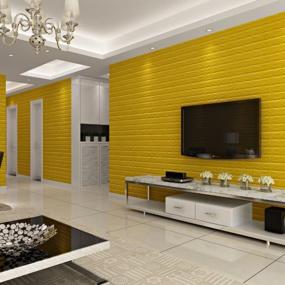 img 4 attached to Водонепроницаемый 3D стикер кирпичной стены - самоклеящиеся полиэтиленовые обои для гостиной, спальни, украшения фона телевизора (желтый)