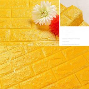 img 1 attached to Водонепроницаемый 3D стикер кирпичной стены - самоклеящиеся полиэтиленовые обои для гостиной, спальни, украшения фона телевизора (желтый)
