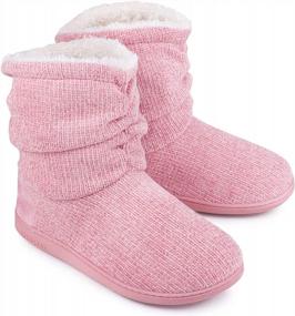 img 4 attached to Cozy And Cute: LongBay Women'S Chenille Knit Bootie Slippers With Plush Fleece And Memory Foam