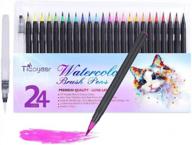 24-color watercolor brush pens set for adults and kids - tiaoyeer refillable watercolor paint markers for coloring, painting, drawing, comic, and calligraphy with water blending brush logo