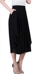 img 1 attached to Chic Pleated Chiffon Culottes With High Waist And Wide-Leg Style For Women