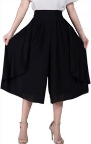 img 4 attached to Chic Pleated Chiffon Culottes With High Waist And Wide-Leg Style For Women