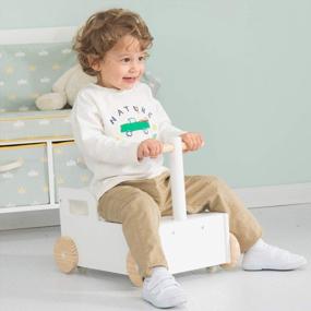 img 3 attached to 👶 Crown Children 2-in-1 Baby Learning Walker Wooden Strollers with Blocks - Toddler Baby Push Walker Toys for 1-3 Years Old - Sturdy Construction (Building Block)