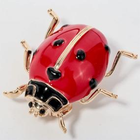 img 2 attached to Ladybug Vegetable Leaf Crystal Enamel Brooch Pin Women Jewelry Gift Collection Accessories