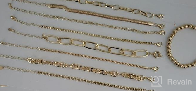 img 1 attached to 💍 Gold Chain Bracelets Set for Women: 9 Pieces of Adjustable Fashion Paperclip, Italian Cuban, Chunky Flat Cable and Beaded Link Jewelry – Perfect Gift for Women and Girls. review by Kristina Brooks
