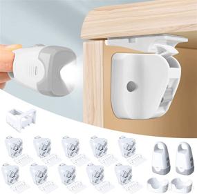 img 4 attached to 🔒 Child Magnetic Cabinet Locks with Lighting Function (10 Locks and 2 Keys) - Secure Cabinet Latch Locks for Baby Proofing, Fits Most Cabinets and Drawers