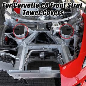 img 2 attached to 🏎️ BILLFARO Carbon Fiber Style Front Strut Tower Covers for Corvette C8 C8.R 2020-2022 - Engine Bay Shock Protection Panel Cover Trim with Mag Ride Replacement