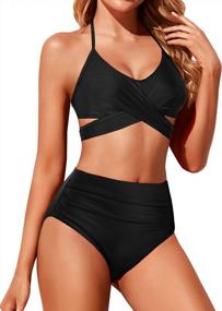 img 1 attached to High Waisted Tummy Control Bikini Set For Women - Holipick Two Piece Swimsuit With Bikini Top And Swim Bottom