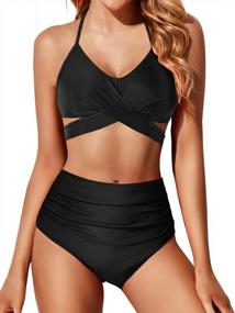 img 4 attached to High Waisted Tummy Control Bikini Set For Women - Holipick Two Piece Swimsuit With Bikini Top And Swim Bottom