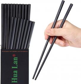 img 4 attached to HuaLan Cute Chopsticks Reusable Fiberglass Chopsticks, Japanese Korean Chopsticks Dishwasher And Hand Wash Safe, Anti-Slip Chop Sticks Beginner Friendly, Gift Sets 10 Pairs