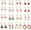 16 pairs christmas clip on earrings for women - xmas tree bell santa elk snowflake no piercing dangle drop earrings by sailimue logo