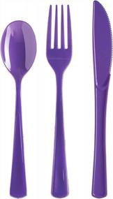 img 3 attached to 50 Count Purple Heavy Duty Plastic Disposable Knives - High Quality Exquisite Solid Color Premium Plastic Cutlery