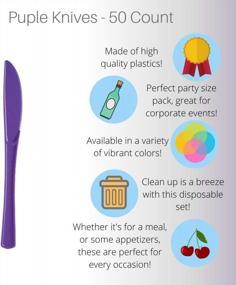 img 1 attached to 50 Count Purple Heavy Duty Plastic Disposable Knives - High Quality Exquisite Solid Color Premium Plastic Cutlery