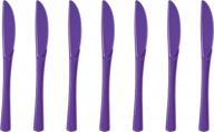 50 count purple heavy duty plastic disposable knives - high quality exquisite solid color premium plastic cutlery logo