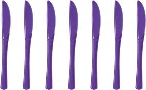 img 4 attached to 50 Count Purple Heavy Duty Plastic Disposable Knives - High Quality Exquisite Solid Color Premium Plastic Cutlery