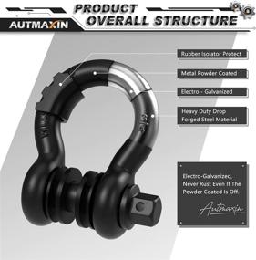 img 1 attached to 🔗 AUTMAXIN Shackles 3/4" D Ring Shackle (2 Pack) 58,000 lbs Break Strength with 7/8" Anti-Loose Security Pin, Shackle Isolator & Washer Kit - Ideal for Tow Strap Winch Off-Road Vehicle Recovery - Matte Black
