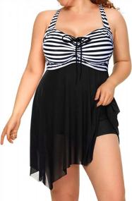 img 4 attached to Flowy Mesh Tankini Swimsuit For Women - Daci Plus Size Two Piece Swim Dress With Boyshorts, Ideal Bathing Suit Option