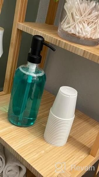 img 1 attached to Modern 2-Pack Clear Glass Soap Dispenser Set With Refillable 16 Oz Bottles And Matte Black Steel Pump For Kitchen And Bathroom, Ideal For Hand And Dish Soap, GMISUN Brand review by Monica Watson
