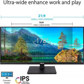 img 3 attached to 🖥️ ASUS VP349CGL Ultrawide Gaming Monitor - 3840x1080P, 165Hz, Trace Free Technology, Cable Lock Slot, Frameless Bezel, WideScreen Gaming LCD Monitor