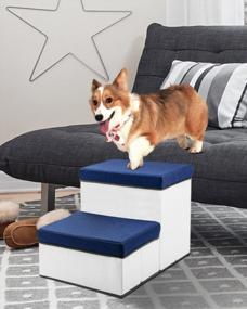img 1 attached to Folding Pet Stairs For Small To Medium Dogs, 2-Steps, Holds Up To 50 Lbs - Blue