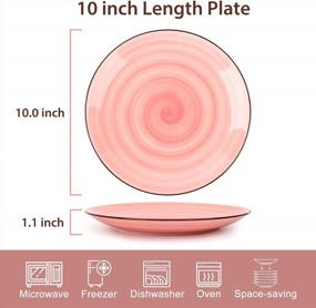 img 3 attached to Set Of 6 Large Ceramic Dinner Plates, 10 Inch Porcelain Serving Plate For Salad, Pizza, Steak And Pasta - Dishwasher And Microwave Safe Assorted Warm Colors By KitchenTour