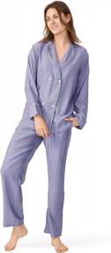 img 4 attached to Soft And Cozy Women'S Cotton Pajama Set With Long Sleeves, Flat Collar, And Chest Pocket - Breathable Tencel Rayon Sleepwear In Sizes S-XL