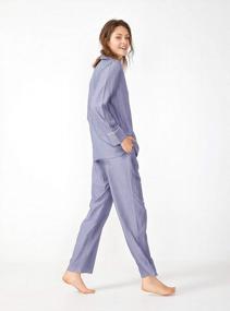 img 3 attached to Soft And Cozy Women'S Cotton Pajama Set With Long Sleeves, Flat Collar, And Chest Pocket - Breathable Tencel Rayon Sleepwear In Sizes S-XL