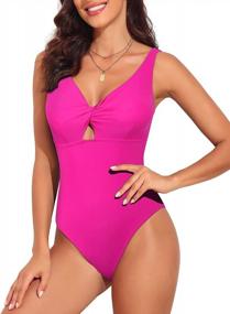 img 3 attached to Firpearl Women'S Tummy Control Swimsuit With V Neckline, Front Twist Keyhole Detail, And Sexy Design - Perfect For Pool Parties And Beach Days