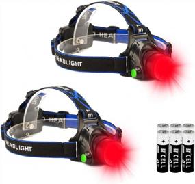 img 4 attached to Red LED Headlamp, Zoomable Tactical High Lumen Headlamp Long Range Red Beam For Hog Coyote Varmint Hunting, 2 Pack