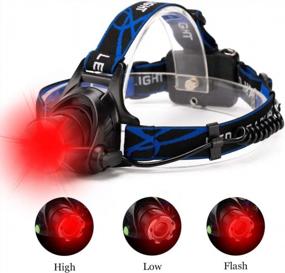 img 3 attached to Red LED Headlamp, Zoomable Tactical High Lumen Headlamp Long Range Red Beam For Hog Coyote Varmint Hunting, 2 Pack
