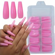 get glamorous with 100 extra-long pink coffin press-on nails for women and girls - perfect for salon nail art and diy at home logo