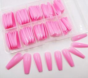 img 2 attached to Get Glamorous With 100 Extra-Long Pink Coffin Press-On Nails For Women And Girls - Perfect For Salon Nail Art And DIY At Home