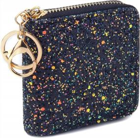 img 4 attached to Women'S Small Glitter Wallet With Key Ring - Coin Purse Pouches For Girls