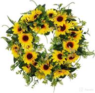 🌻 artificial sunflower wreath - 18in spring summer decor with green leaves for home office door wall wedding holiday логотип